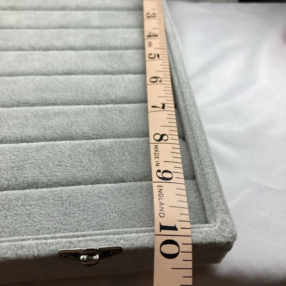 Grey Velvet Jewelry Ring Display Organizer Case. New In Box